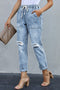 Gather Round Distressed Pocketed Denim Jogger
